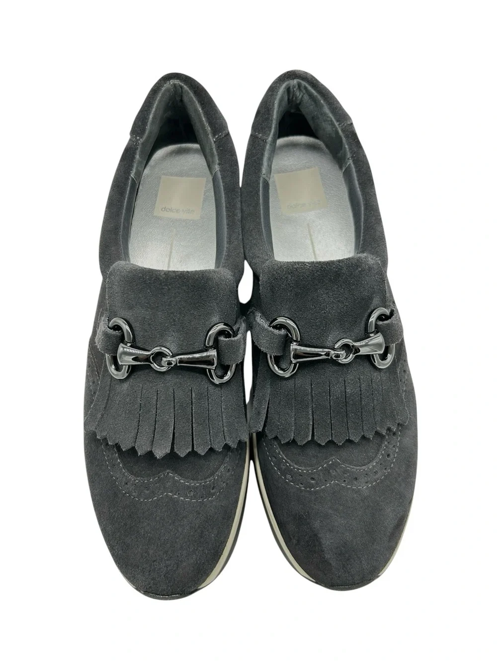Dolce Vita Jhax Platform Sneaker Loafers Size 9 Light Black Suede Kiltie Fringe